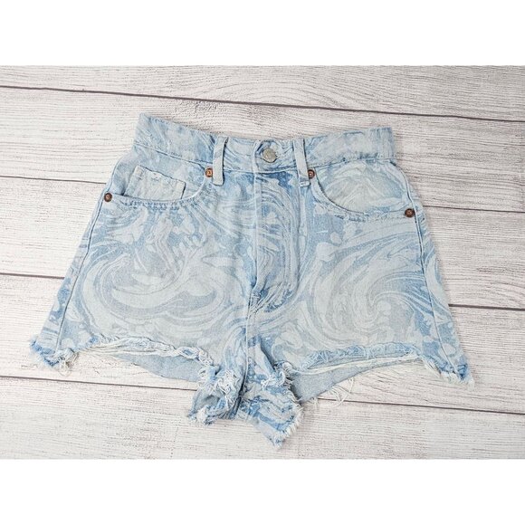 Zara Mid-Rise Button Fly Cutoff Denim Jean Shorts Women's Size 2 - Picture 3 of 4